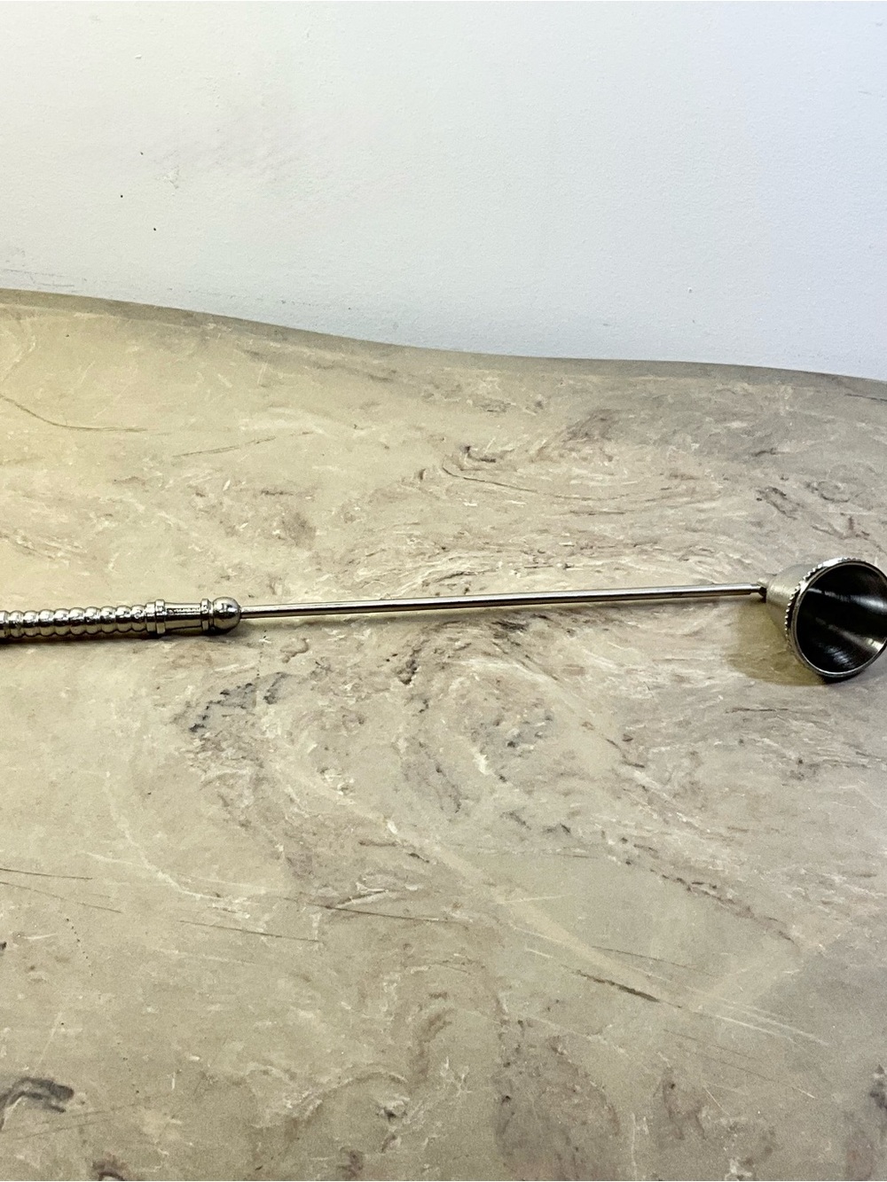 VTG Silver-Tone Candle Snuffer with Bell-Shaped Head Long Handle